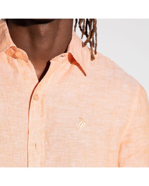 Maison Tangerine Pink Apricot Linen Shirt For for men