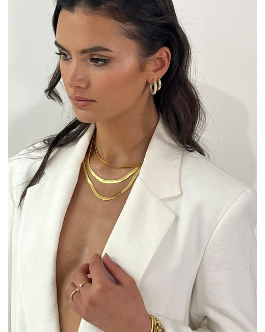 Crystals and Co Metallic Thick Herringbone Necklace