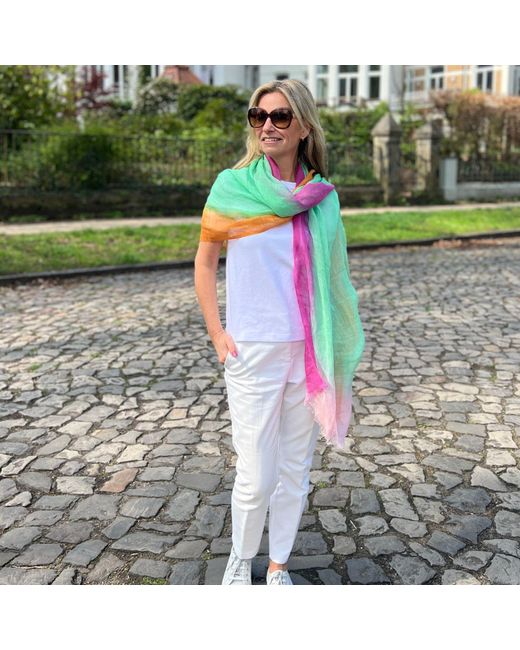 Heritagemoda Pink Tie-Dye Linen Scarf – Handmade Summer Wrap Accessory