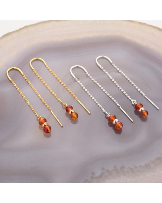 Nellou Jewellery White Fall Birthstone Earrings July Carnelian Sterling