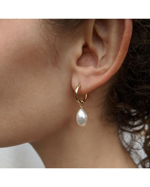 Kiri & Belle White Sia Sterling Baroque Pearl Hoop Earrings