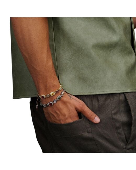 Nialaya Metallic Gemstone Bracelet for men