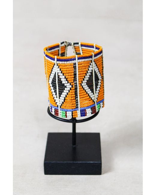 Botanical Boys Black Beaded Maasai Cuff Bracelet