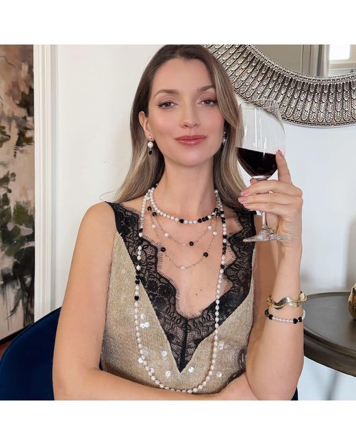 Farra White Obsidian And Pearls Long Necklace