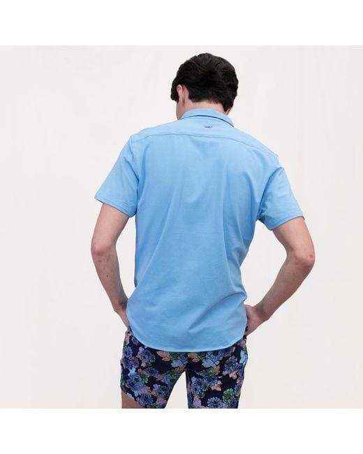 Lords of Harlech Blue Todd Knit Shirt for men
