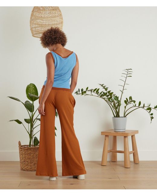Known Supply Brown Wide Leg Ribbed Pants