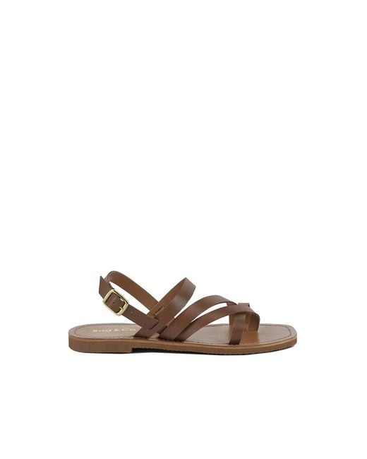 Rag & Co Brown Sloana Strappy Flat Sandals