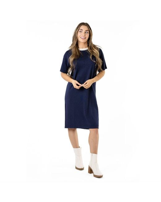 Zenzee Blue Silk Cashmere Tee Shirt Dress