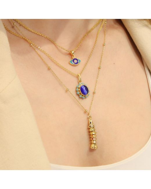 1610Istanbul Metallic Enamel Evil Eye Necklace