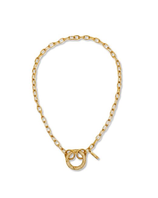 Jaredjamin Metallic Reaction Circular Pave Clasp Necklace