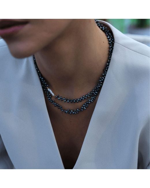 LINYA JEWELLERY Metallic Triton Asymmetric Pearl Necklace