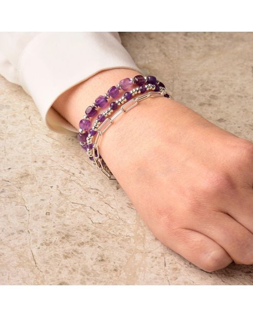 Nellou Jewellery Metallic Gem Amethyst Bracelet Birthstone February Sterling