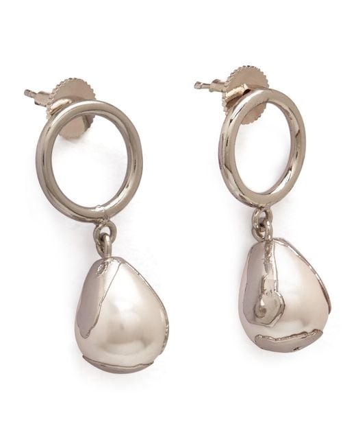 Dhwani Bansal Metallic Luludrop Earrings With Baroque Pearls