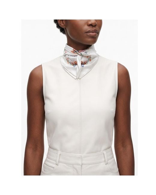 Jessie Zhao New York White Dawn Garden Double Sided Silk Scarf