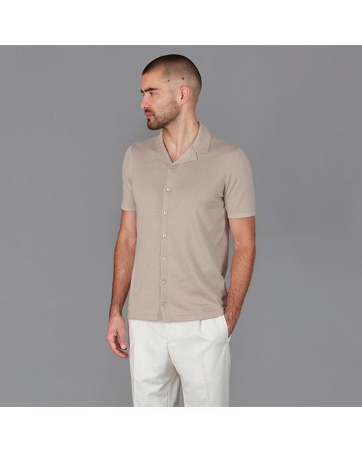 Paul James Knitwear Gray Ultra Fine Cotton Cuban Collar Varadero Shirt for men