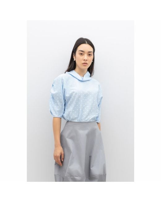 Bianca Popp Blue Puff Blouse With Collar