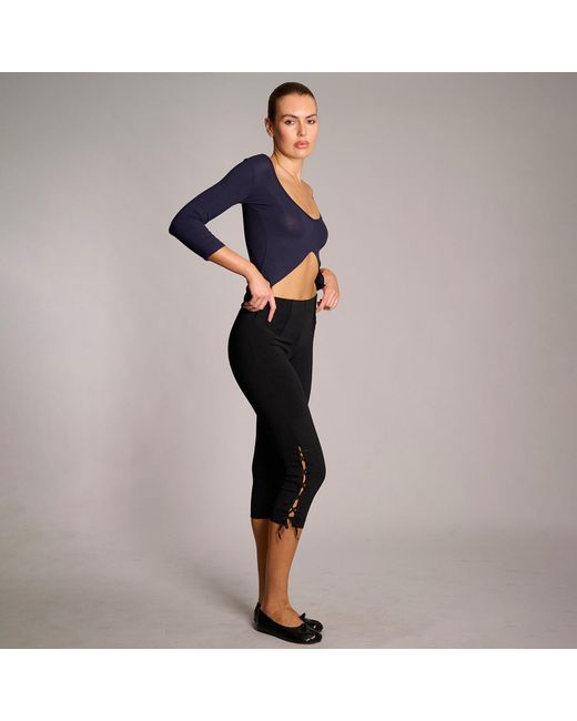 Love and Nostalgia Black Sarah Lace Up Capri Legging