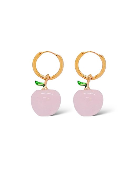 VALERIE CHIC Pink Rose Quartz Apple Earrings Hoop