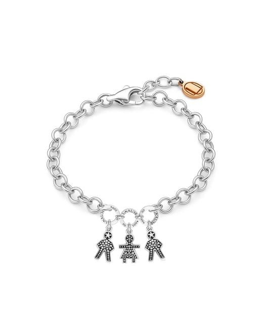 Unaloe Metallic Adjustable Sterling Mom Bracelet With Three Charms Two Girls And One Boy Perfect Gift For Moms And Families