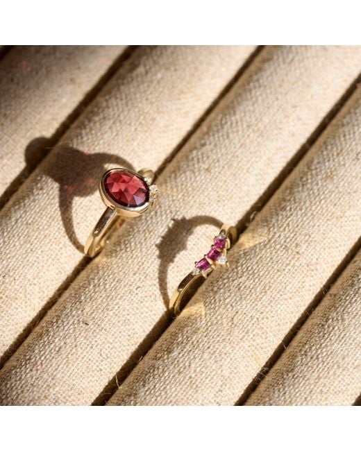Zohreh Multicolor Rhodolite Garnet, Moonstone & Sapphire Ring 9K
