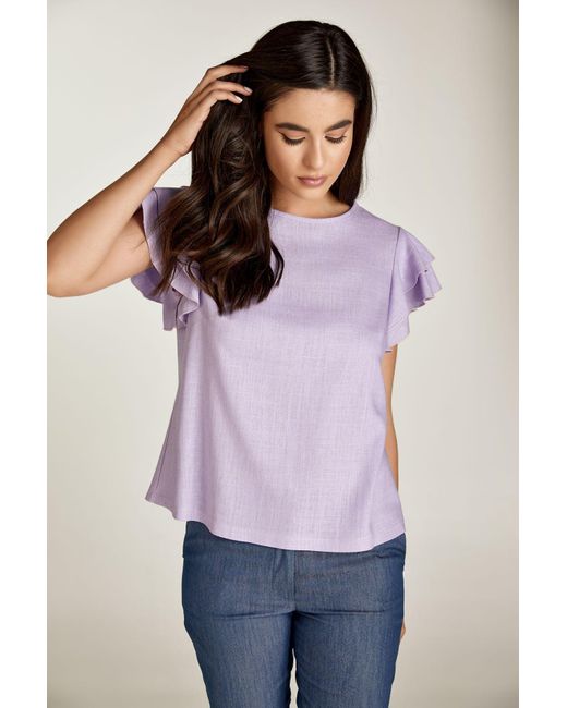 Conquista Purple Frill Detail Lilac Top