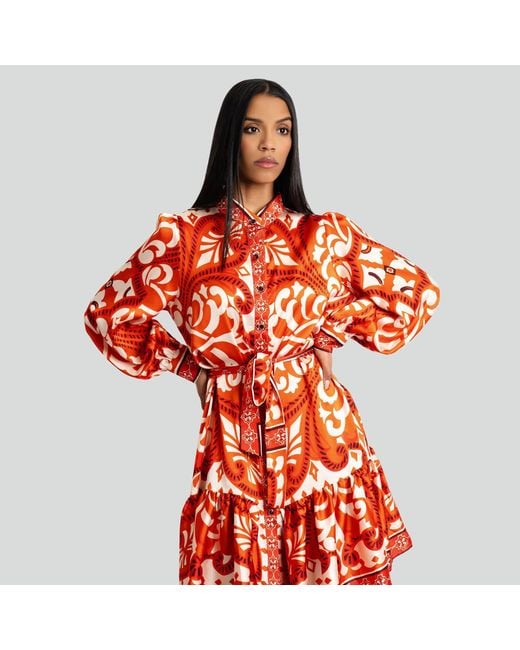 Maui X Lolita Red Zara Baroque Print Dress