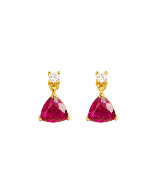 Juvetti Pink Trillion Earrings Set With Ruby & Diamond