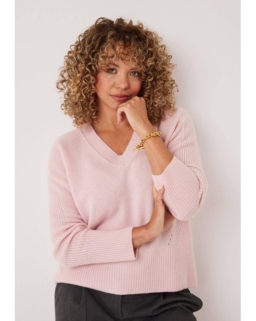 Loop Cashmere Pink V Neck Lofty Sweatshirt