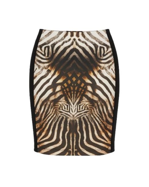 Conquista Black Animal Print Pencil Skirt With Side Panels