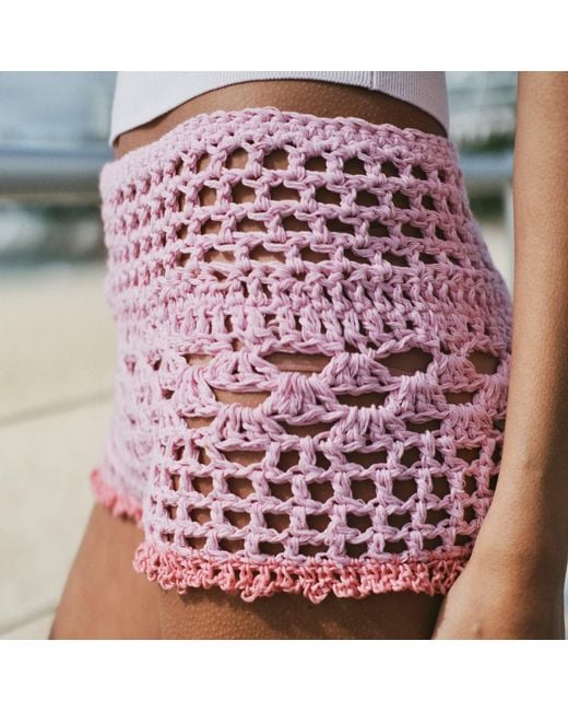 Gunes Swim Red Bubble Gum Miniq Crochet Shorts