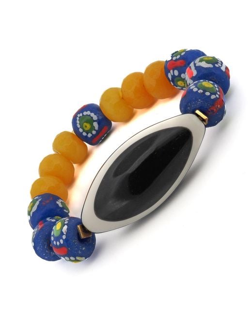 Ebru Jewelry Blue Evil Eye Beaded Chunky Bohemian Bracelet