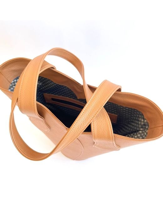 Tarea Studio Brown Neutrals Camel Oh Lala Tote Leather Bag