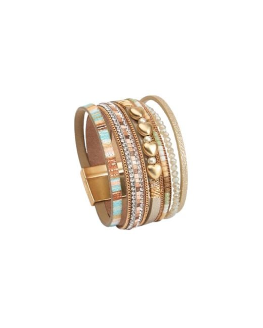 Saachi Metallic Quad Heart Leather Bracelet