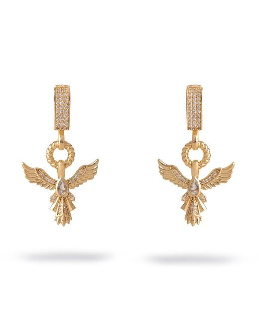 Ebru Jewelry Metallic Golden Phoenix Drop Earrings