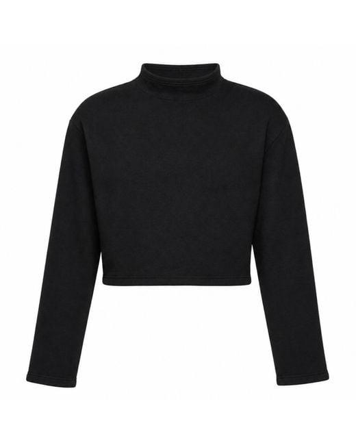 Modrn Studio Black Ultra-Soft Cotton Crop Sweatshirt