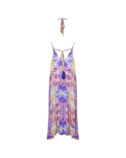 Sophia Alexia Purple Desert Breeze Silk Maxi Ibiza Dress