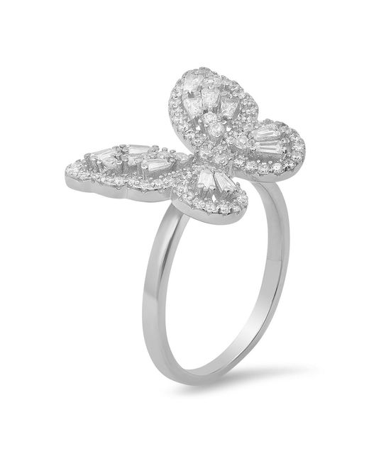 Kylie Harper Metallic Baguette Diamond Cz Butterfly Ring