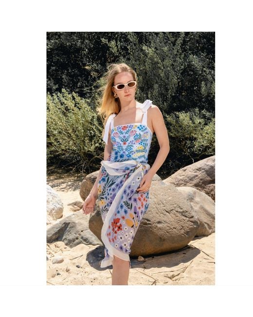 Jessie Zhao New York Blue Beach Sarong Wrap