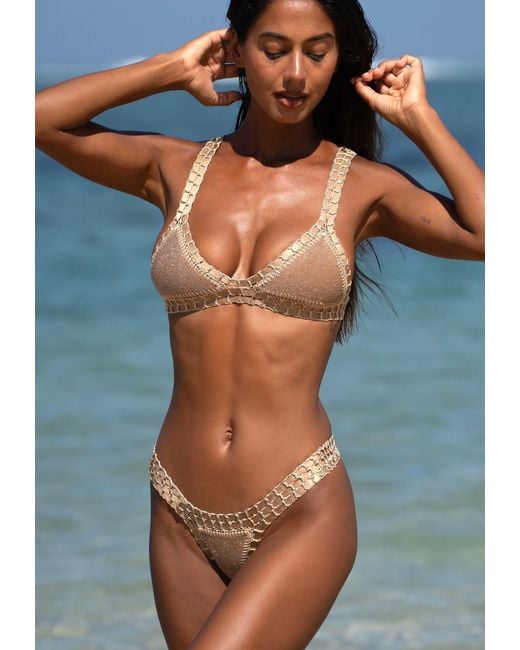 Luxsea Swimwear Natural Ariana Lurex Crochet Bikini Bottom