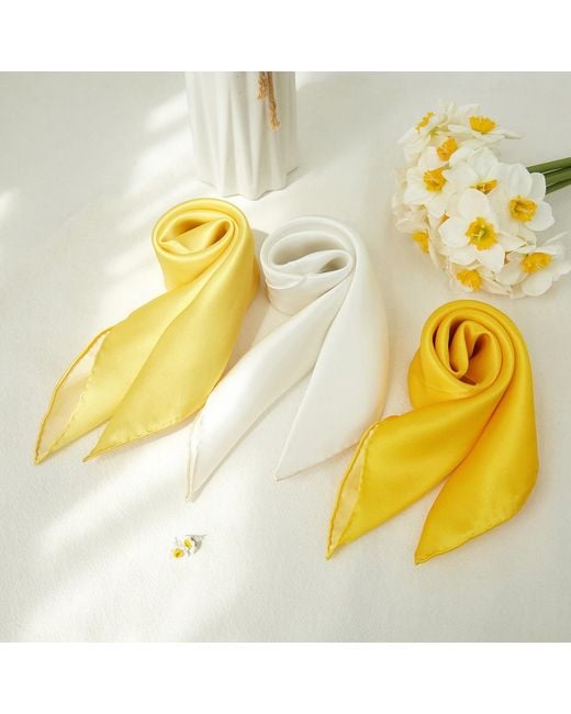 Soft Strokes Silk White Pure Silk Scarf Daffodil Solid Colour Collection Ivory Small