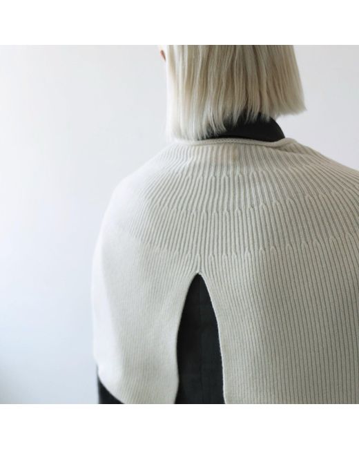 London Atelier Byproduct White Neutrals Cream Mohair Wool Knitted Cape