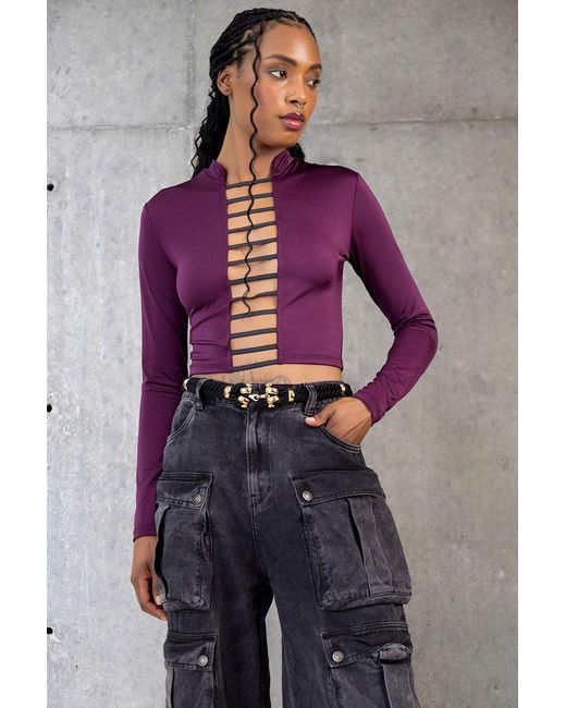 Monzlapur New York Purple Cropped Top With Straps