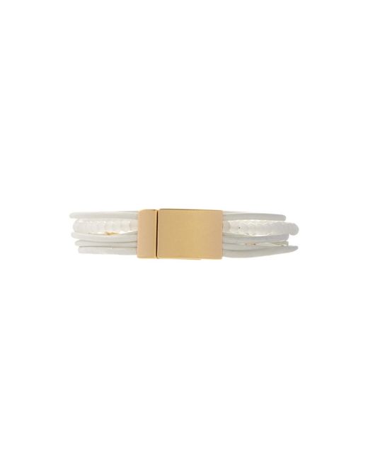 Saachi White Leather Golden Arrow Bracelet