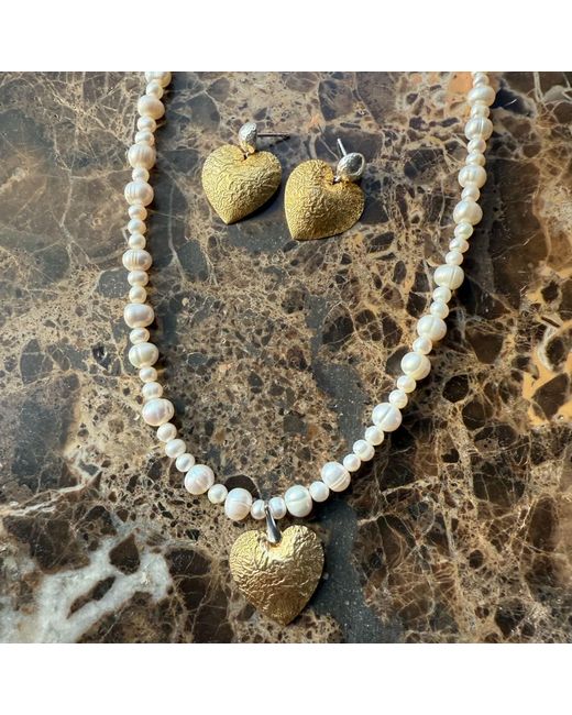 Larsuu Metallic Heart Line Necklace