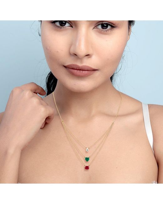 Artisan Metallic Diamond, Emerald & Ruby Layered Necklace
