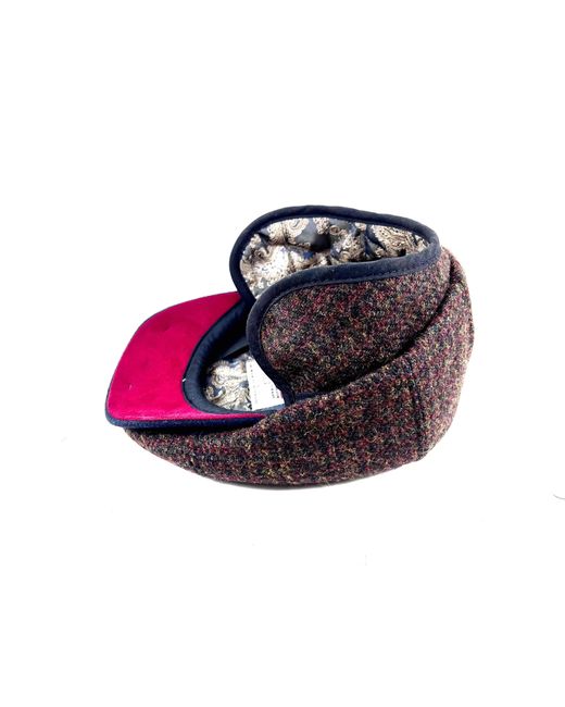 Dasmarca Hats Brown Aaron Harris Tweed Wool Cap With Earflaps for men