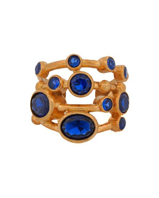 Ebru Jewelry Blue Cleopatra Sapphire & Gold Adjustable Ring