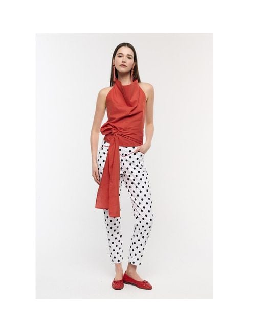 Mirimalist Red Azur Top Linen