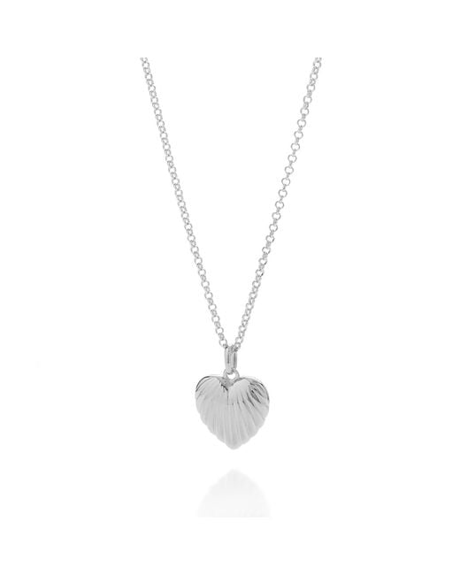 Nellou Jewellery Metallic Scalloped Heart Necklace Sterling