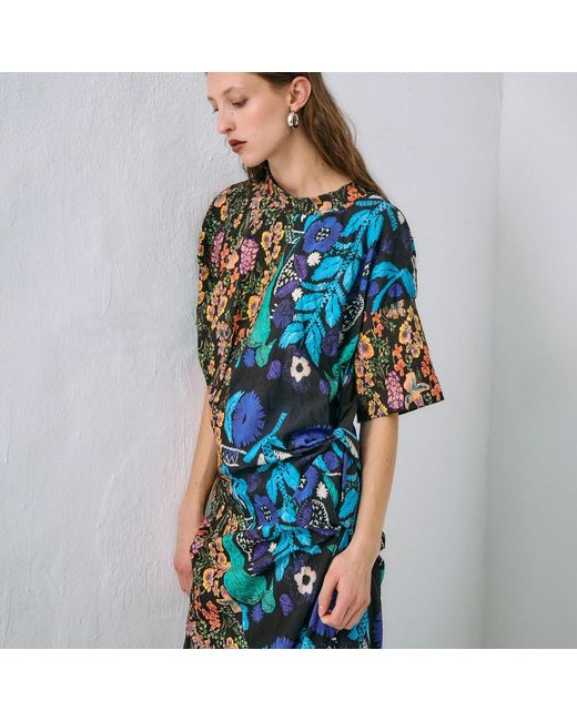 Miro Misljen Blue Wild Botanica Statement Dress